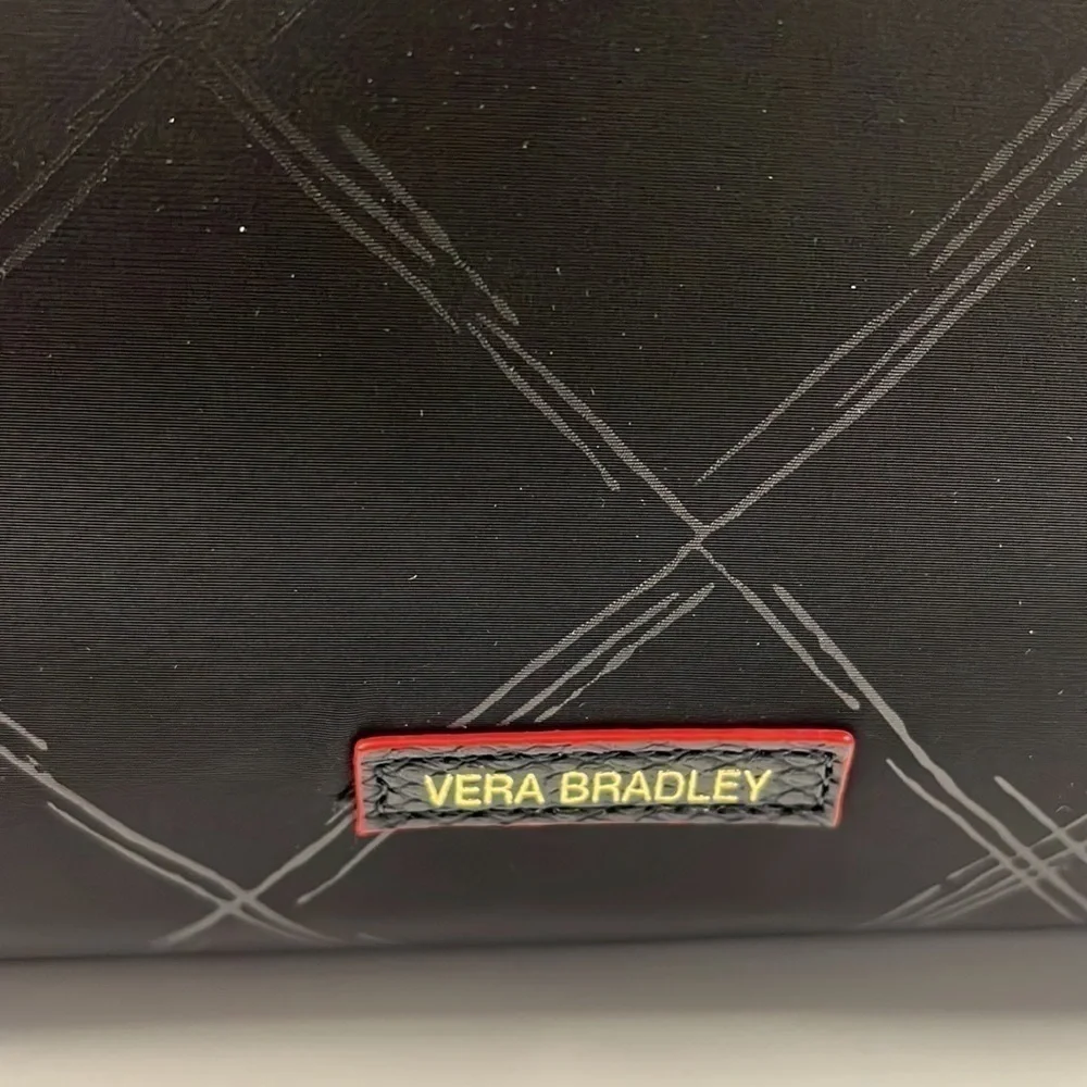 Vera Bradley Large Black Nylon Zip Around Toiletry Cosmetic Dopp Kit Bag